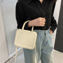 Women Mini Square Bag Solid Color Top-handle Handbags PU Leather Shoulder Tote
