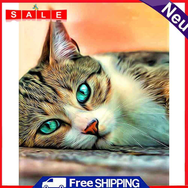 40x50cm Colorful DIY Paint By Numbers Kit Green Eyed Cat Animals Decor Gift Art