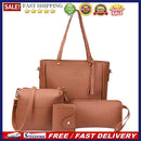 4pcs/Set Lichi Leather Tassels Women Tote Shoulder Clutch Bags (Light Brown