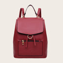 Women Solid Color Bookbag Travel Backpacks Casual PU Leather Girls School Bags
