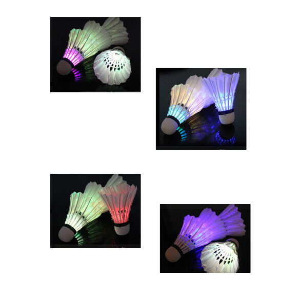 Dark Night 4 Pcs Colorful LED Badminton Feather Shuttlecock Shuttlecocks Ne