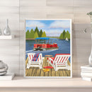 Lakeside Lounge Oil Paint By Numbers DIY Handpainted on Canvas Wall Arts
