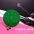 6 inch 11 Tune Musical Instrument Steel Tongue Drum for Beginner (Green) Newly