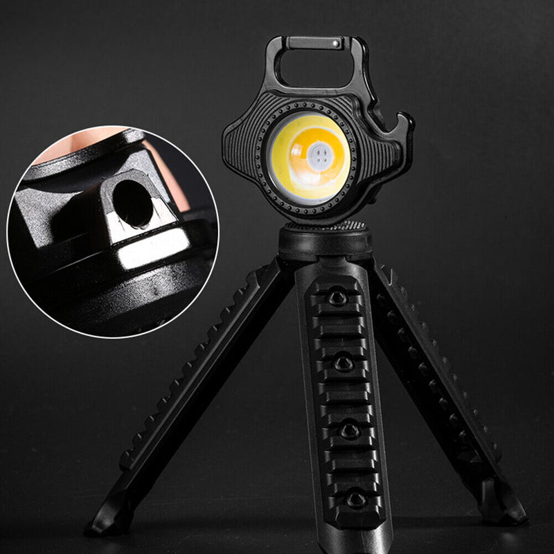 Mini LED Flashlight Keychain Rechargeable Can Opener Camping Work Light (A)