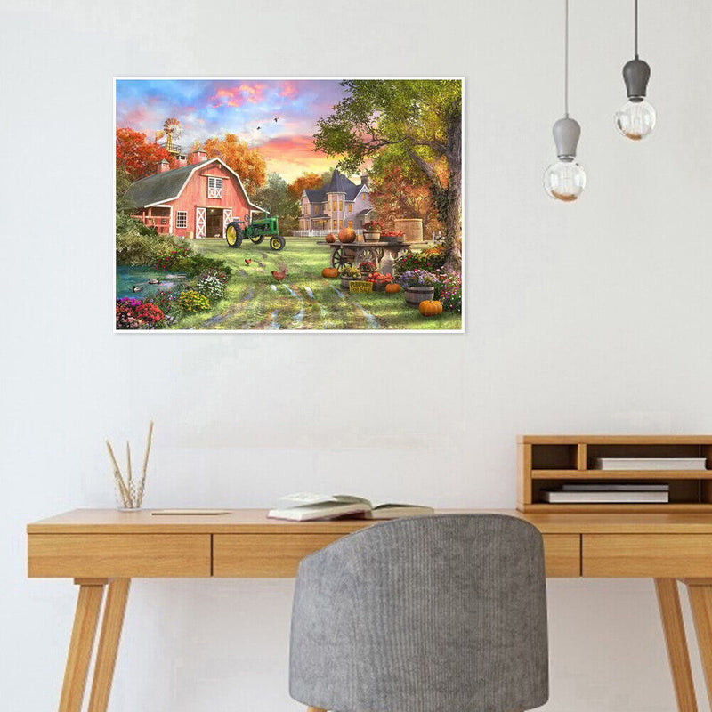 Painting By Numbers DIY Village Scenery Hand Painted Canvas Oil Art Picture Kit