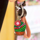 4pcs DIY Full Drill Diamond Painting Keychain Special Shaped Cactus Bag Keyring