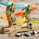 Children Wooden Four-layer Track Inertia Speed Slide Car Early Educational Toys