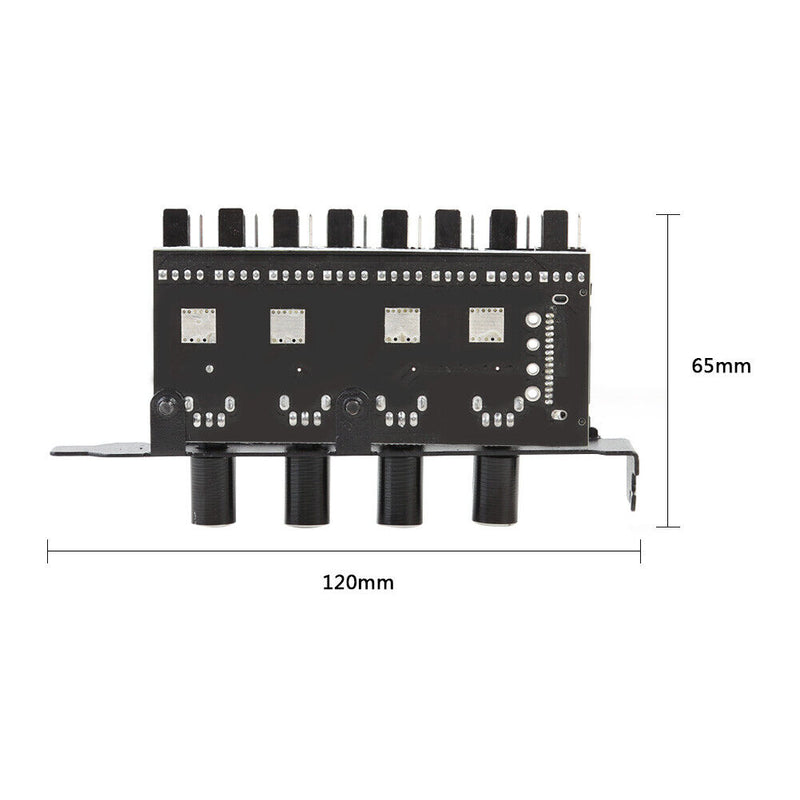 8 Channels PC Case Cooling Fan HUB 4 Knob Radiator Speed Controller (SATA) Newly