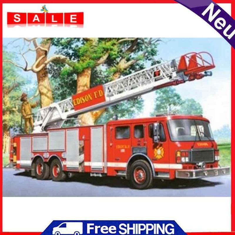 5D DIY Full Drill Diamond Painting Fire Truck Cross Stitch Mosaic Kit Wall Decor