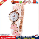 Girls Chic Fashion  Flower Rose Golden Bracelet Wrist Watch Pink Newly
