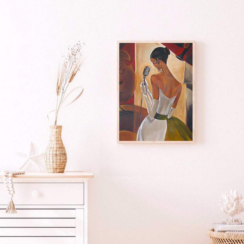 Women Singer Wear Dress Paint By Number Frameless Hand Painted Oil Picture DIY
