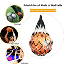 Football Net Bag Nylon Soccer Basketball Volleyball Carry Bag (Black White)