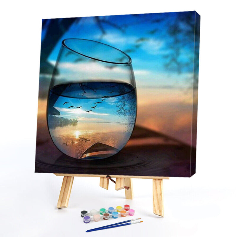DIY Cup Shot Frameless Oil Paint by Numbers Kit Picture Handpainted Home Decor