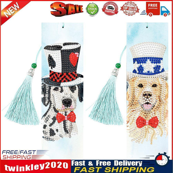 2pcs Dog Diamond Painting Bookmark DIY Special Shaped Drill Tassel (SQ24) Newly