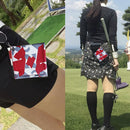 Mini Square Double-Sided Golf Ball Cleaning Towel w/ Carabiner Camo (Red) Newly
