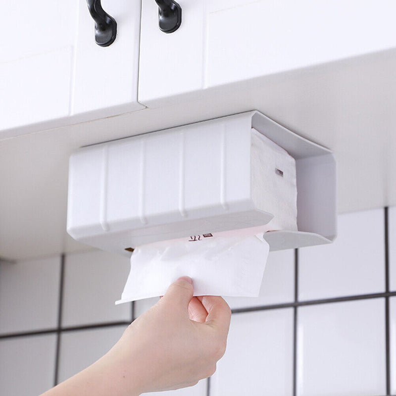 Plastic Tissue Box Napkin Holder Wall Mounted Punch-free Home Living Room Decor