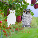 Bird Scare Owl - Hanging Bird Repellent with Bell for Garden Window (White)