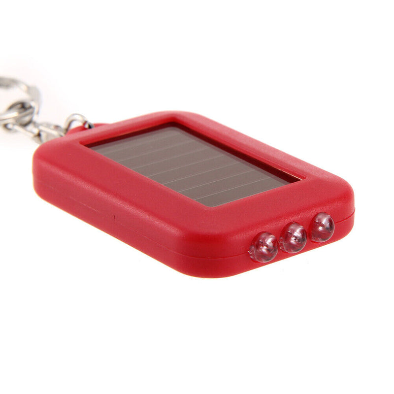 Portable Solar Powered 3 LED Light Keychain Key Ring Outdoor Torch Flashlight