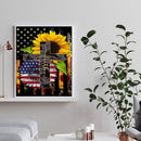 Full Stamped Cross American Flag Sunflower DIY 11CT Eco-Cotton Thread Needlework