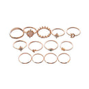 Rhinestones Bohemian Opal Rings Set Moon Star Crown Finger Rings Knuckle Midi