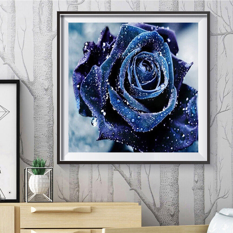 5D Full Drill Diamond Painting DIY Purple Rose Rhinestone Picture Decor Poster