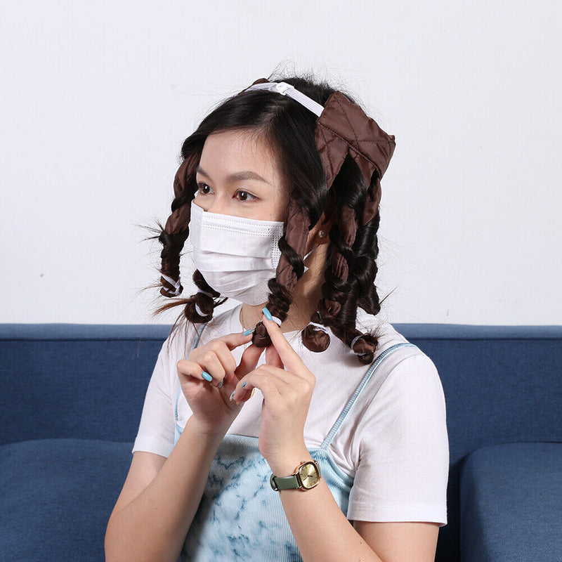 Heatless Spiral Curlers Sleeping Headband Hair Curler Hair Styling (Brown) Newly