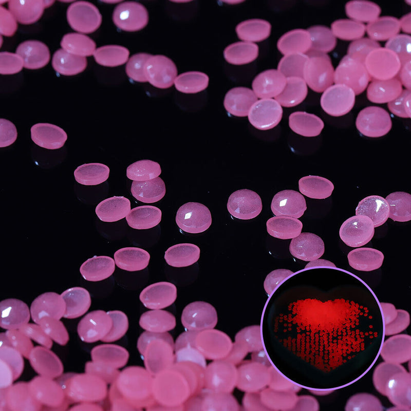15g/Bag DIY Luminous Round Rhinestones Kit for Diamond Painting (Rose Pink)