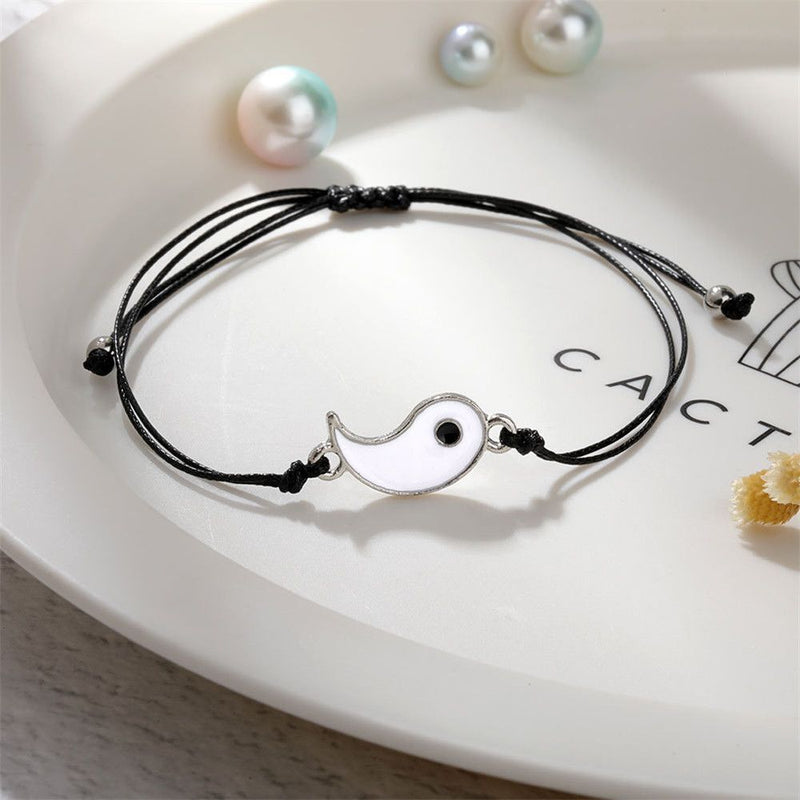 Wristband Woven Rope Couple Bracelet Tai Chi Alloy Pendant Yin Yang Charm