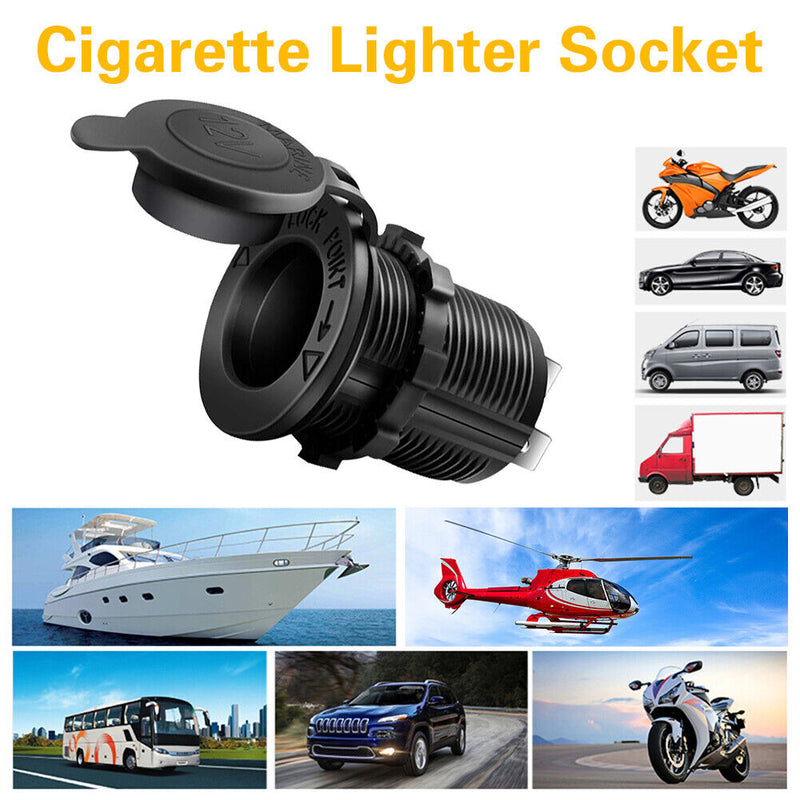 3pcs Car Marine 12V Cigarette Lighter Socket Power Outlet with Wire DIY Kit