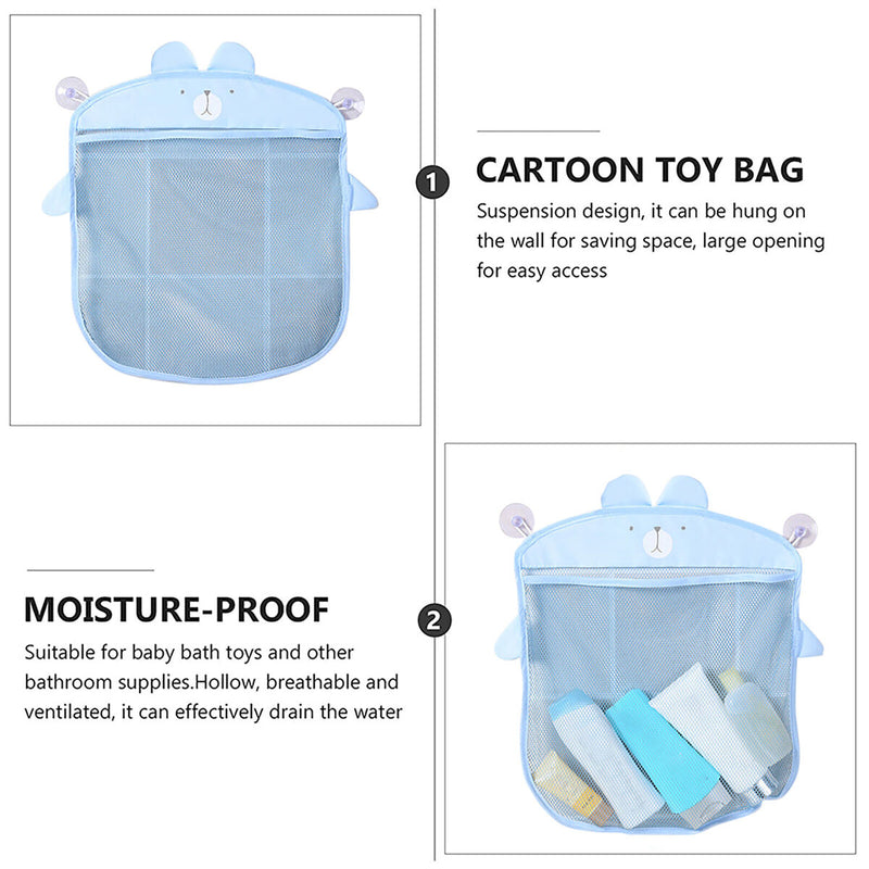 Water Toys Storage Bag Toys Organizer with Traceless Suction Cups (Blue) Newly