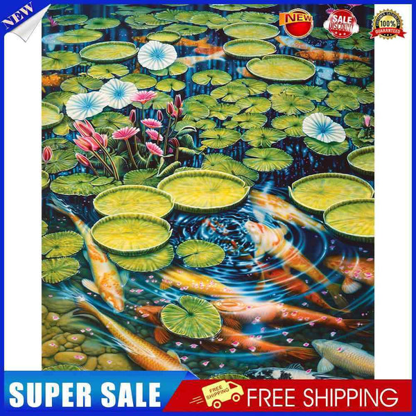 Lotus Pond Carp Oil Paint By Numbers Kit DIY Acrylic Painting on Canvas Art