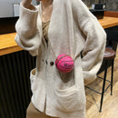 Casual Spherical Shoulder Top-handle Bag Female PU Plush Messenger Chain Clutch