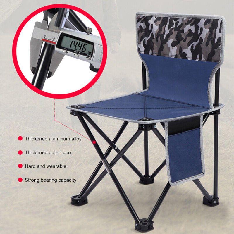 Portable Chair Folding Seat Fishing Camping Picnic Stool (Camouflage Blue)