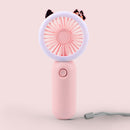 Mini Portable Fan USB Rechargeable Night Light Handheld Fan 3-Speed (Pink)