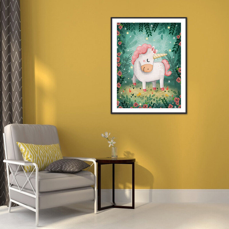 5D DIY Cartoon Horn Horse Full Round Diamond Painting Kit Picture Artwork