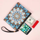 DIY Mandala Special Shaped Diamond Painting Women Wristlet Wallet Zipper Clutch