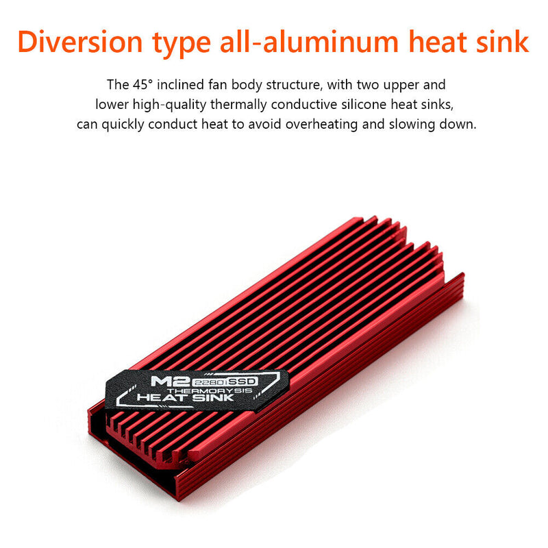 M.2 Solid State Hard Disk Heatsink Heat Radiator for PCIE 2280 SSD (Red) Newly