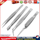 4pcs Stainless Steel Tweezers Pointed Elbow Flat Cross for Craft Kraft Newly