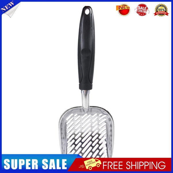Metal Cat Kitten Litter Shovel Aluminum Alloy Pet Sand Clean Scoop (Black)