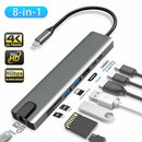 Gigabit Ethernet Dongle USB 3.0 Port 4K HDMI Adapter 87W PD Type C To USB-C Hub