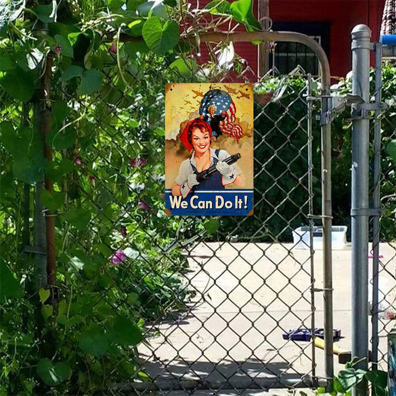 Retro Fighting Women Metal Plate Painting for Bar Pub Tin Plaques Wall Sign