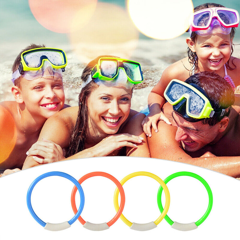 4x Children Swimming Pool Throwing Sinking Training Kids Diving Rings Water Toys