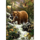 Diamond Embroidery Bears Eat Fish Round DIY Diamond Painting Cross Stitch