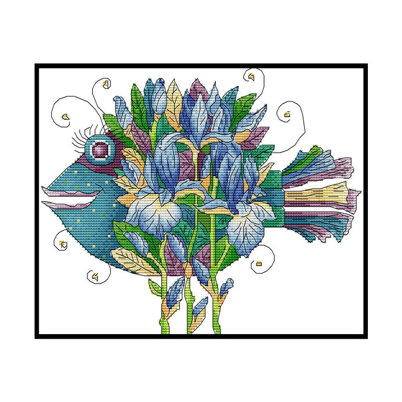 Partial Embroidery DIY Beautiful Fish 14CT Stamped Kit Cross Stitch Craft
