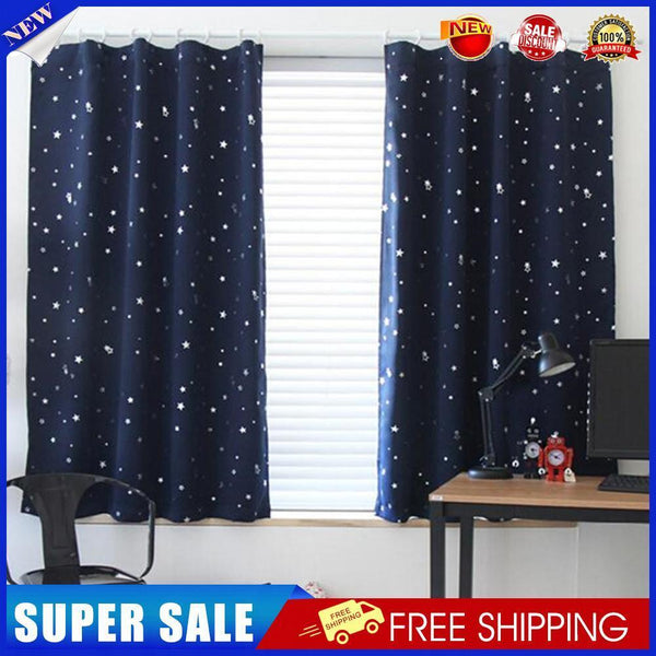 4pcs 100x130cm Full Blackout Shading Stars Curtains Hook Grommet Dark Blue