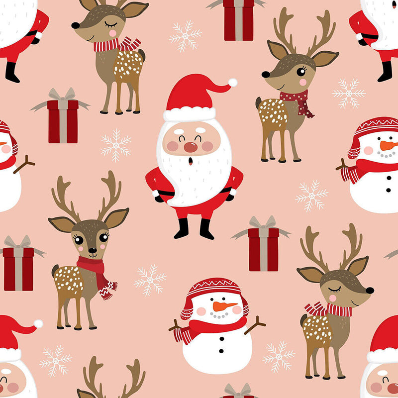 Window Curtain Pink Base Elk Santa Painting Polyester Room Christmas Decoration