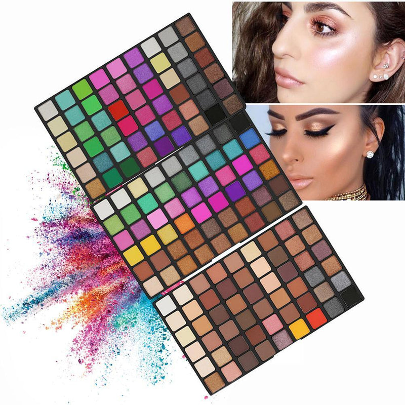 POPFEEL 162 Colors Eyeshadow Palette Set Pro Pearly Matte Eye Cosmetic Tool