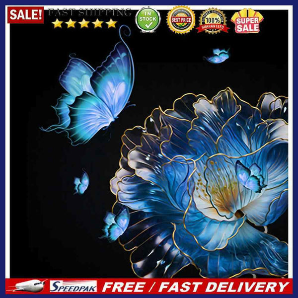 11CT Embroidery Blue Flowers Pattern Cotton Thread Stamped DIY Cross Stitch K