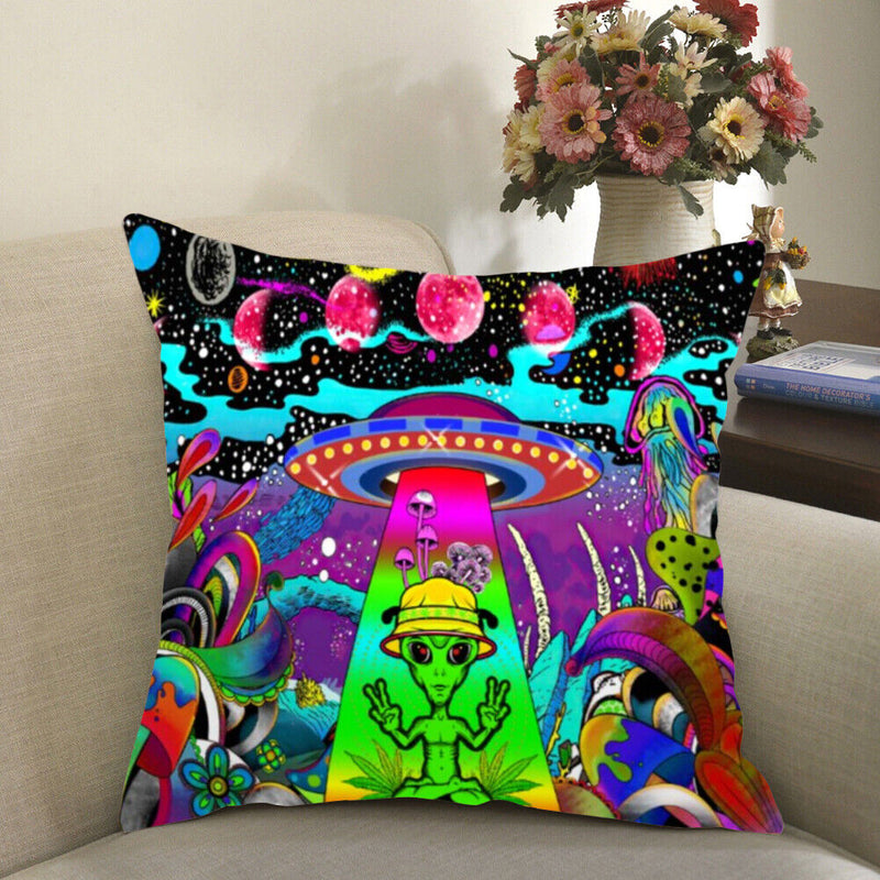 #A Polyester Bedroom Glowing Cushion Case Aliens Printed Sofa Car Decorative S