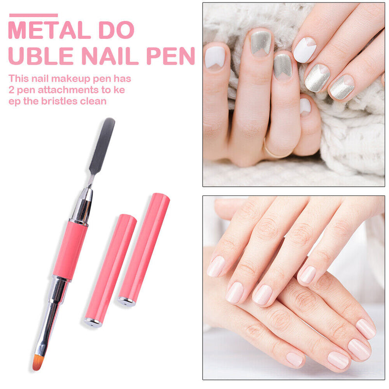 Double-Ended Nail Pen Poly Nail Gel Brush Stainless Steel (Watermelon Red) UK